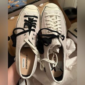 Converse Men's 11.5 Jack Purcell Ox White/Black/Gray Cowhide - New in box